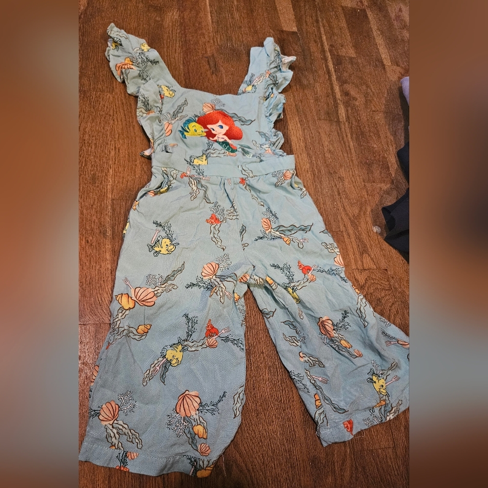 Disney Kids Overalls with Ariel Print - Blue